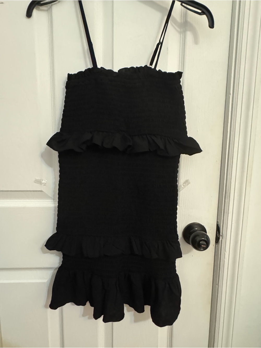 Forever 21 Black Smocked Ruffle Strapless Top